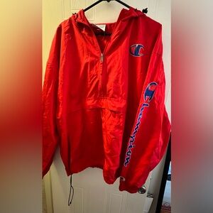 Champion Red Raincoat Lightweight Quarter-Zip w/hood